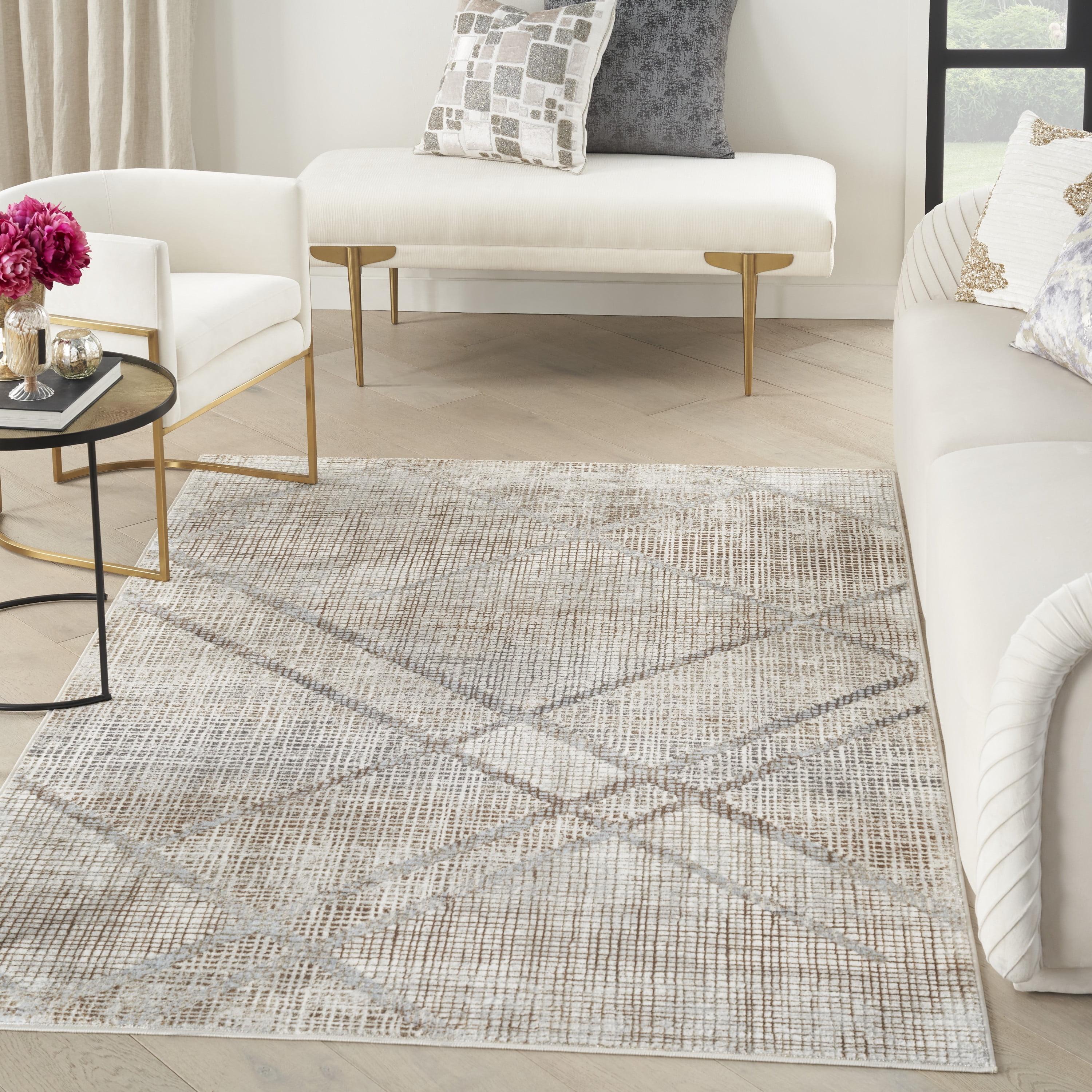 Iliana Abstract Grey Mocha 5'3" x 7'3" Synthetic Area Rug