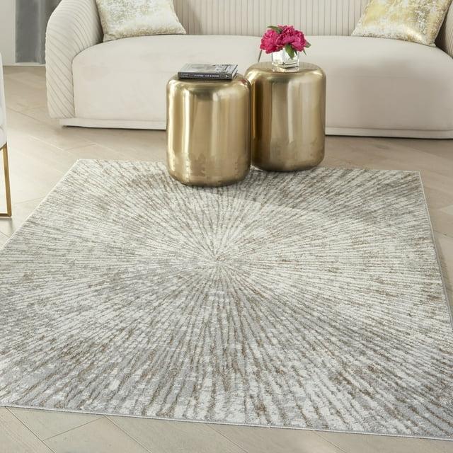 Nourison Glow 5'3" x 7'3" Grey Mocha Glam Indoor Rug