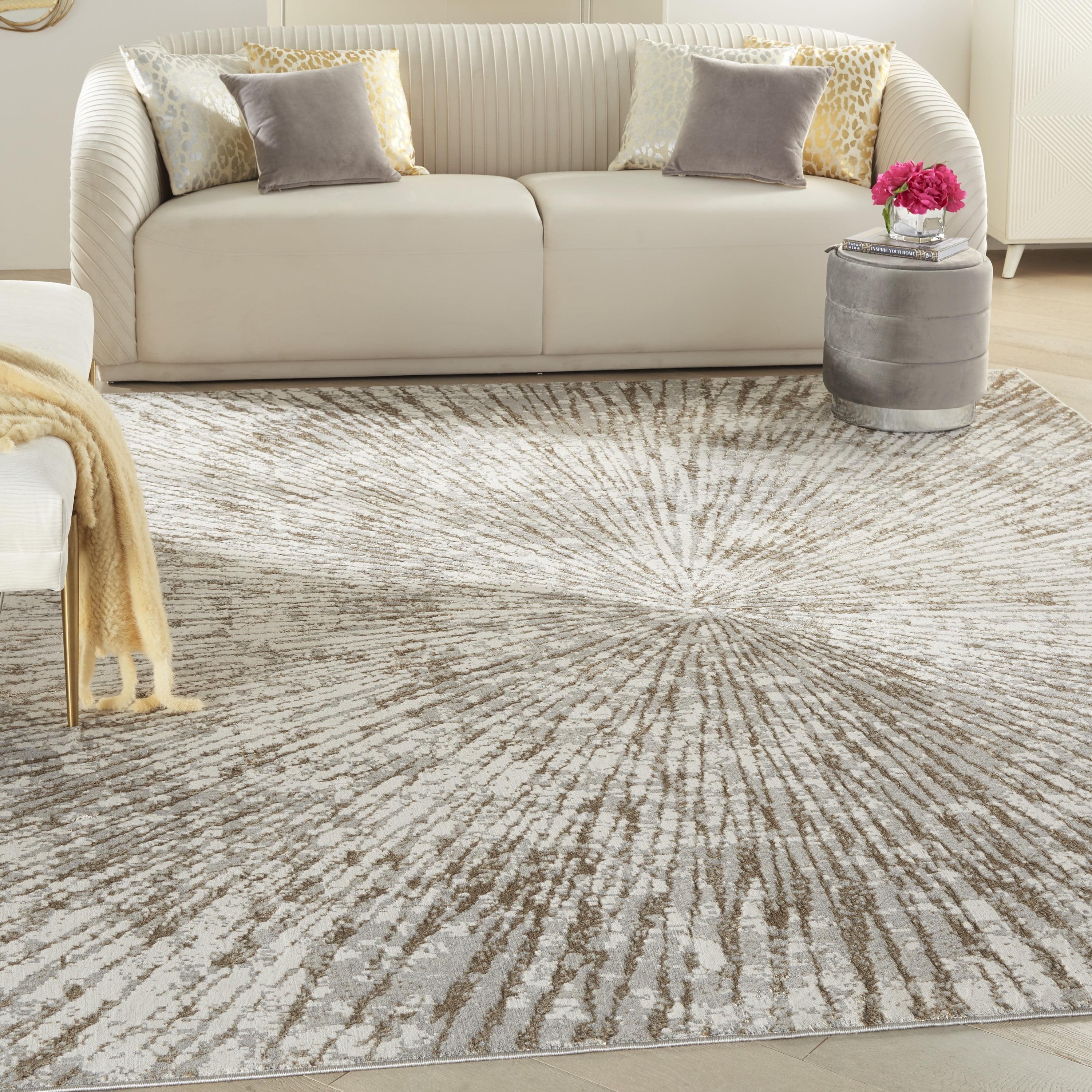 Gray and Gold Abstract 8' x 10' Synthetic Area Rug