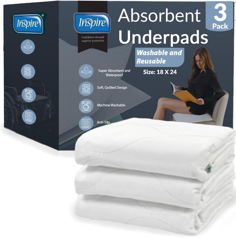 Inspire Washable and Reusable Incontinence Chair Pads | 3 Pack Chucks Pads (18 X 24)
