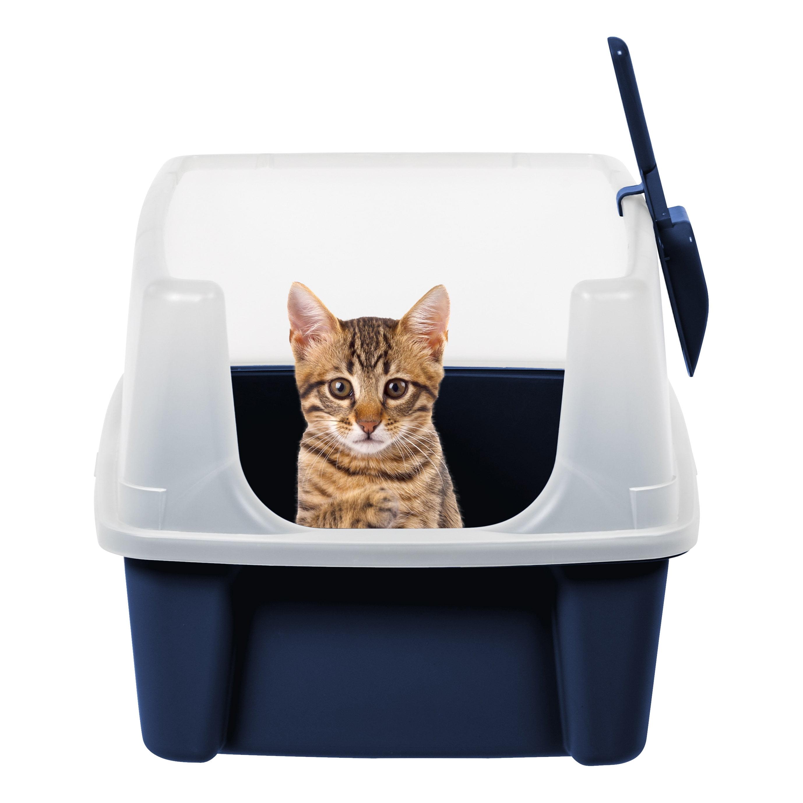 Zoey Tails IRIS USA, Open-Top Cat Litter Box with Shield with Scoop
