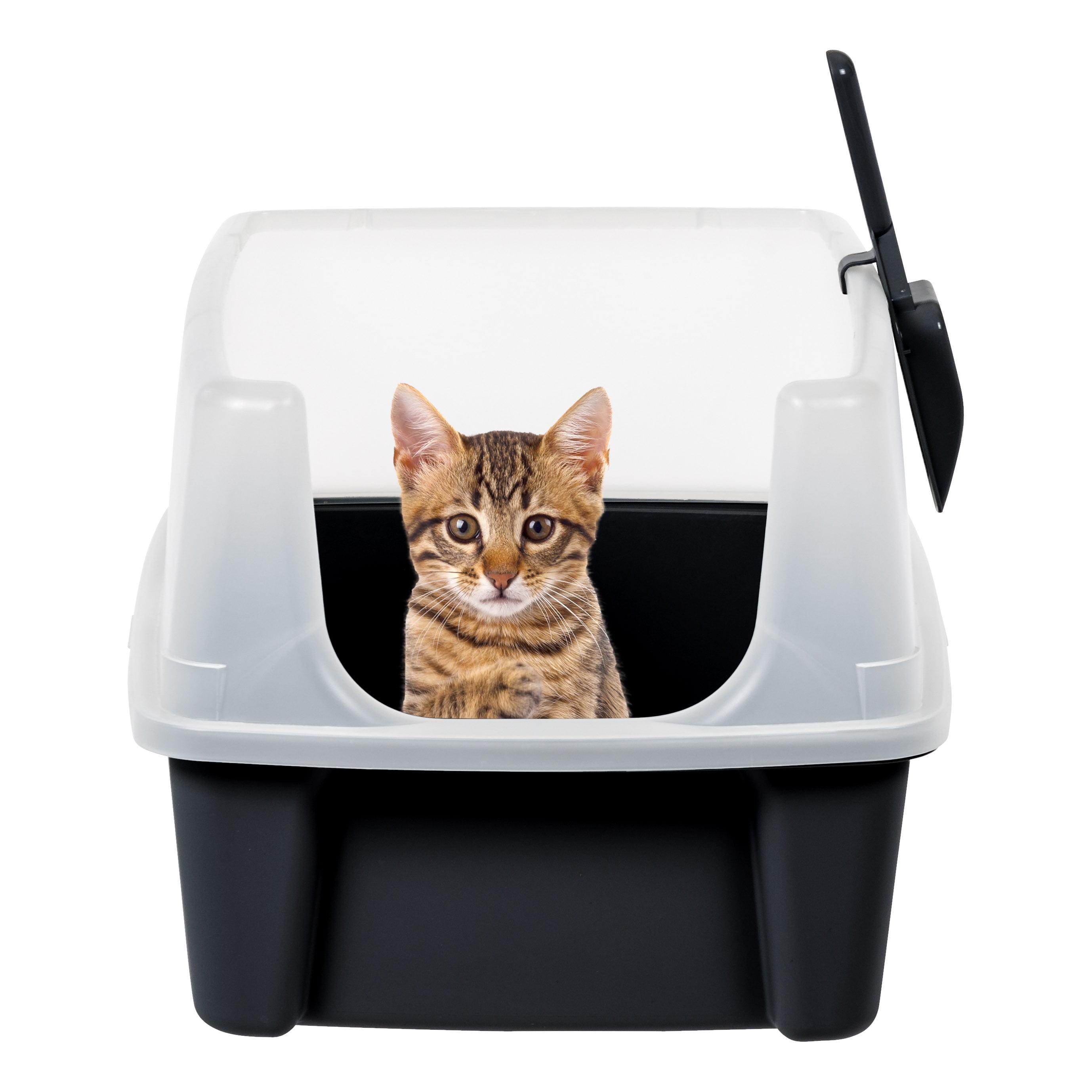 IRIS USA, Open-Top Cat Litter Box with Shield with Scoop