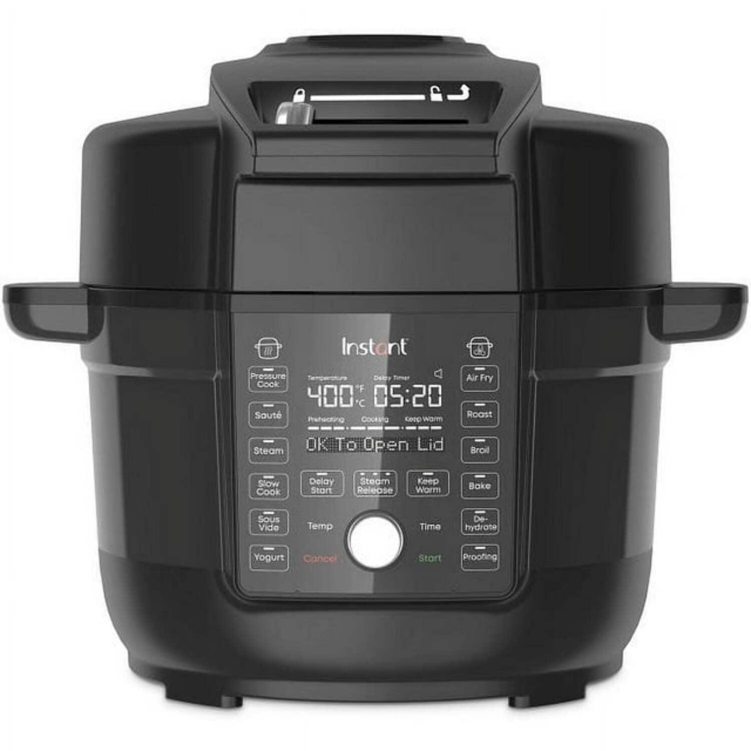 Black Stainless Steel 6.5 Qt Electric Pressure Cooker with Air Fryer