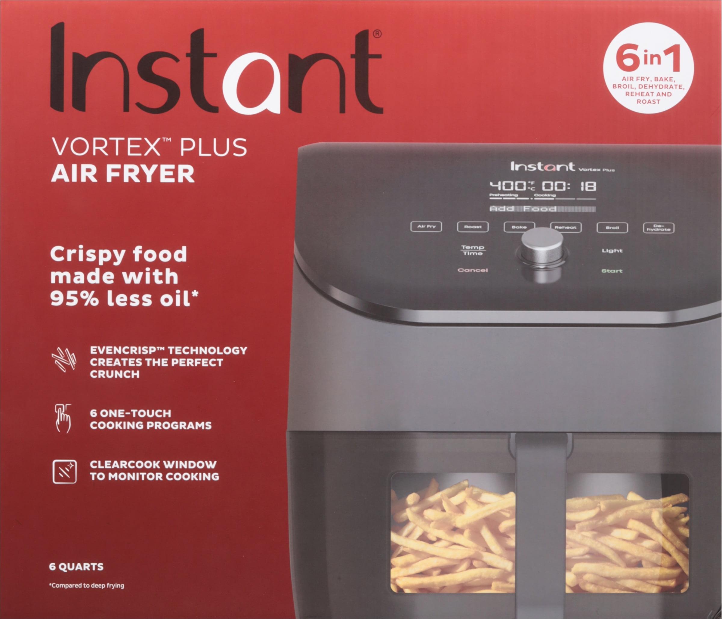 Instant Vortex Plus 6qt Air Fryer with ClearCook - Black: 1800W, 1 Year Warranty, Airfryer Sale