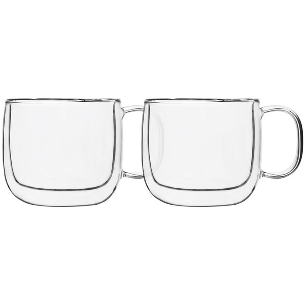 Insulated Double Wall Mug Cup Glass-Set of 4 Mugs/Cups for Coffee,Cappuccino,latte,espresso,Tea,Thermal,Clear,475ml