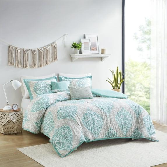 Intelligent Design Full/Queen Senna 5-Piece Comforter Set, Aqua