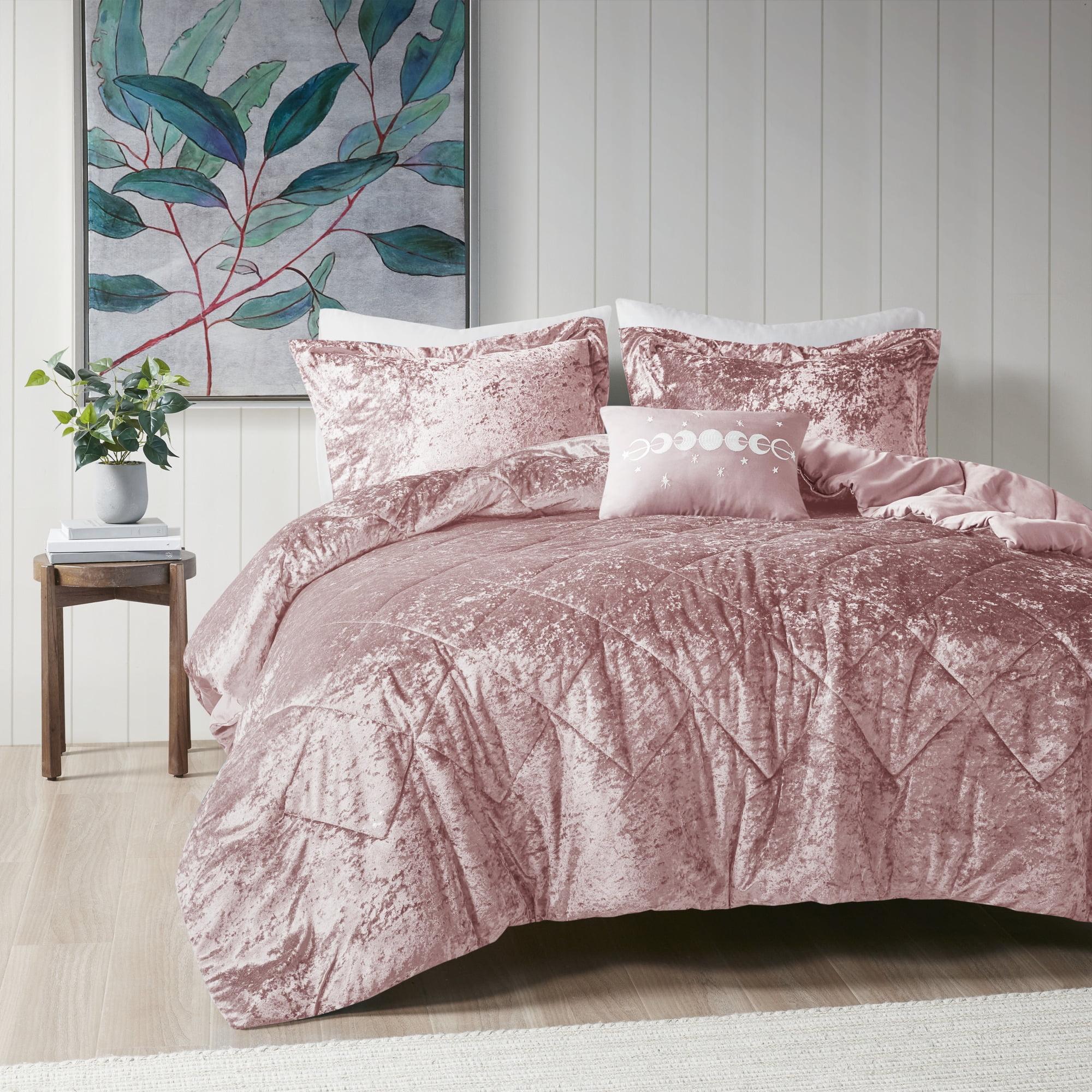Felicia Crushed Velvet Comforter Set with Throw Pillow
