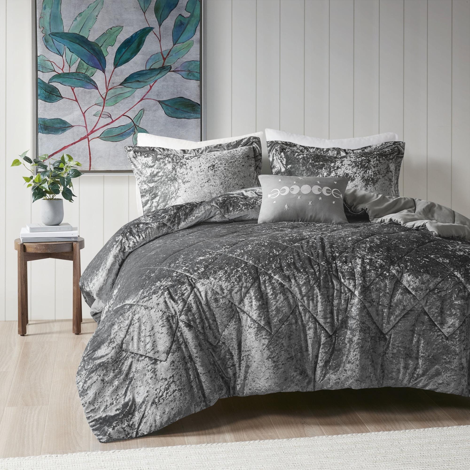 Felicia Crushed Velvet Comforter Set with Throw Pillow