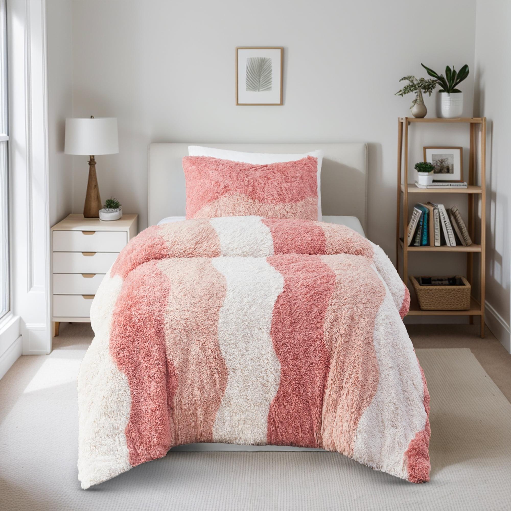 Ombre Shaggy Faux Fur Comforter Set