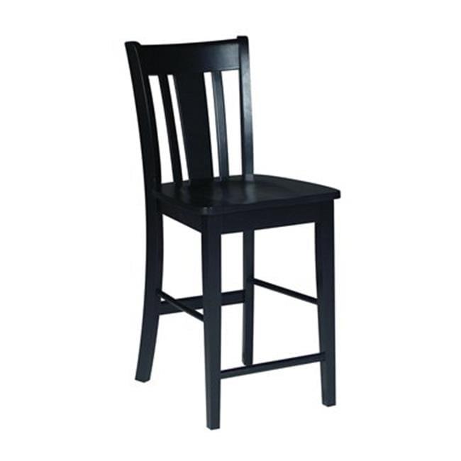24" San Remo Counter Height Barstool Black - International Concepts: Solid Wood, Traditional Square Design, Durable Parawood