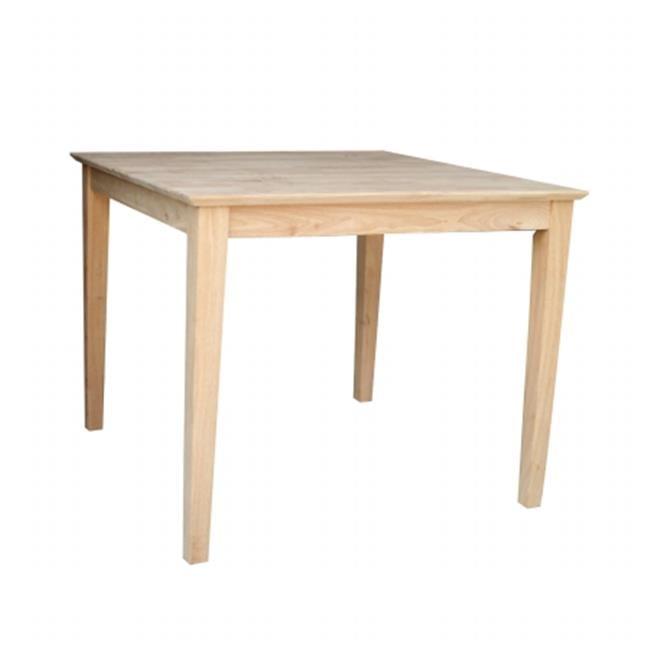 30" Square Solid Wood Counter Height Table with Shaker Legs Unfinished - International Concepts