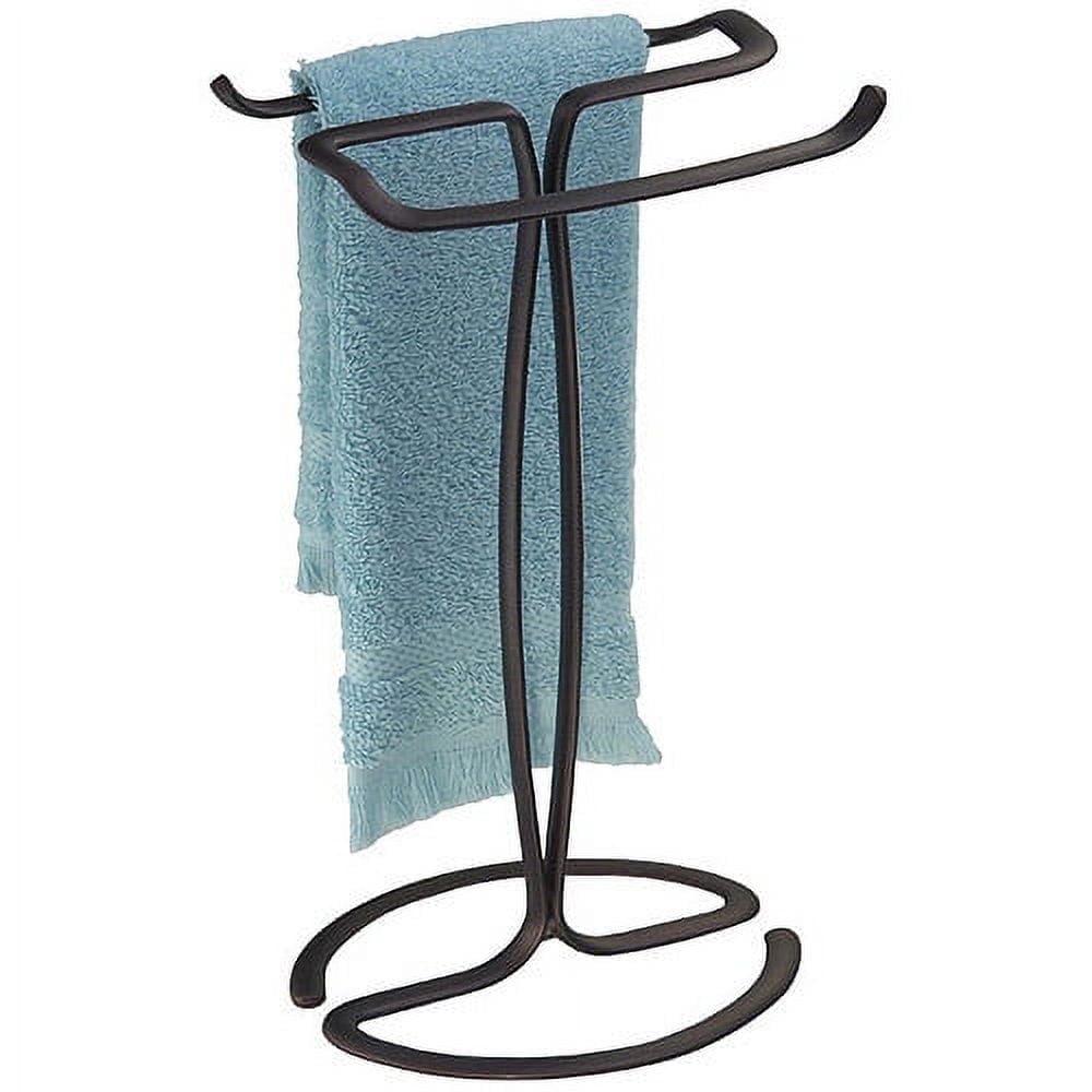 Axis Metal Hand Towel Holder Bronze - iDESIGN: Steel Bathroom Rack, 6.3" Height, Towel Stand for Vanity