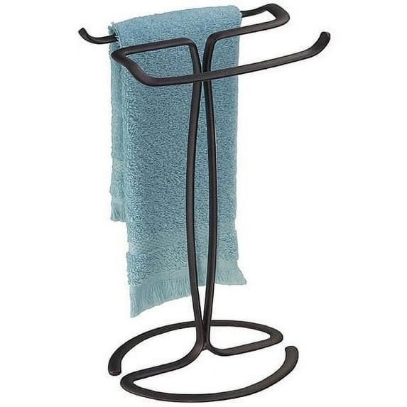 Axis Metal Hand Towel Holder Bronze - iDESIGN: Steel Bathroom Rack, 6.3" Height, Towel Stand for Vanity