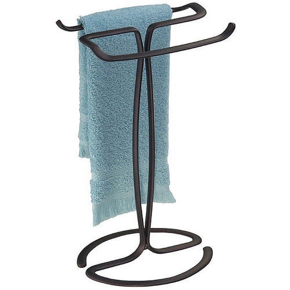 Axis Metal Hand Towel Holder Bronze - iDESIGN: Steel Bathroom Rack, 6.3" Height, Towel Stand for Vanity