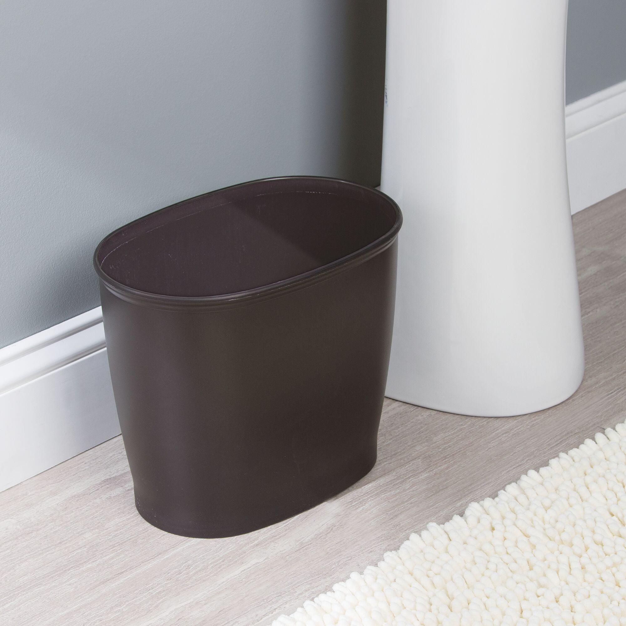 Bronze Oval Plastic Wastebasket for Bathroom, 12" x 8" x 10"