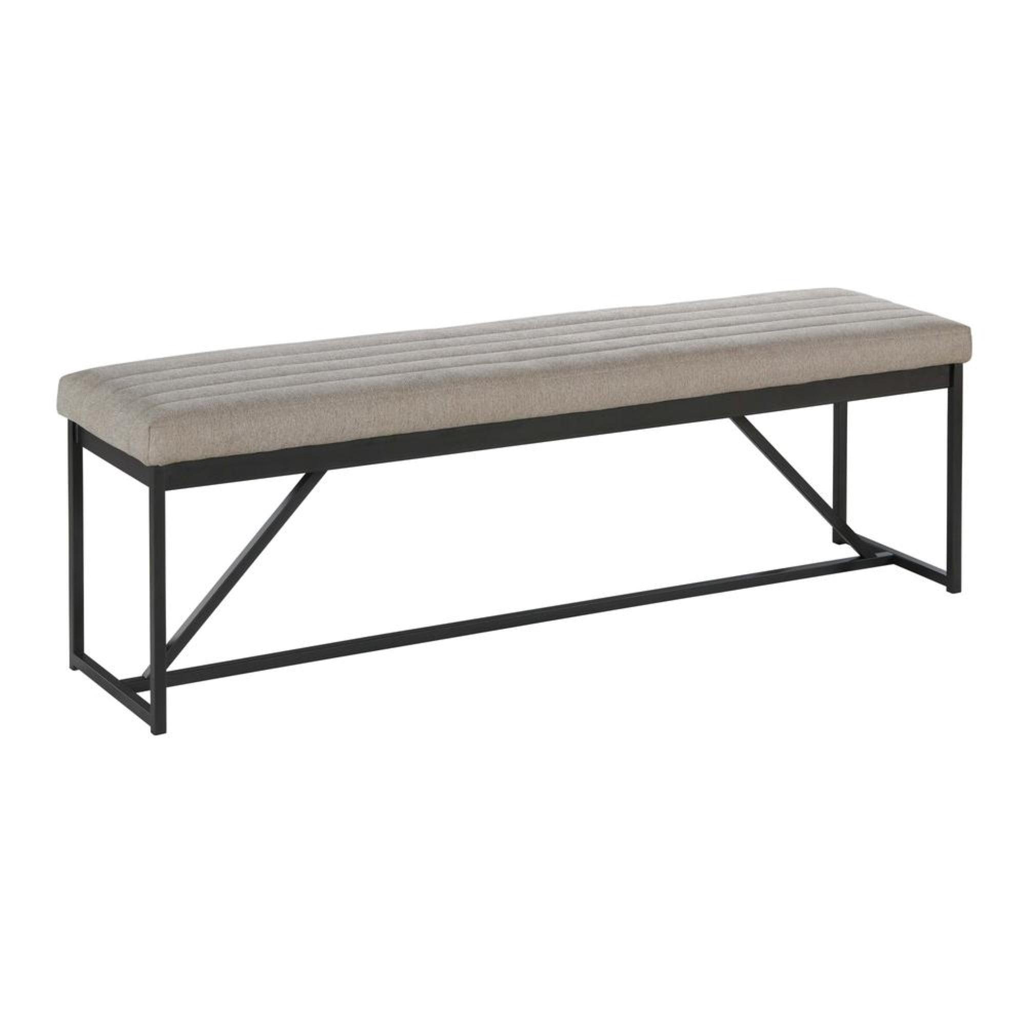 Eden 64" Gray Fabric and Metal Backless Bench