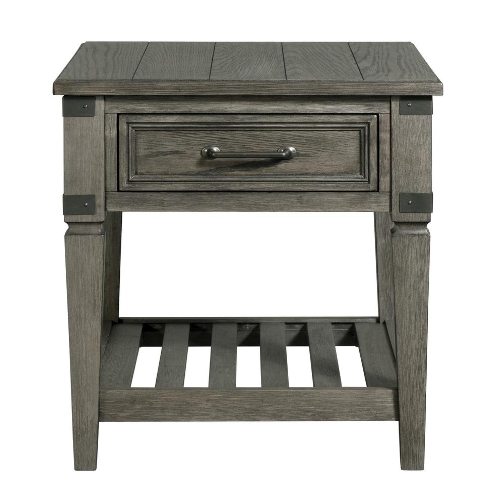 Intercon Furniture Foundry 24" Transitional Wood Veneer End Table in Pewter