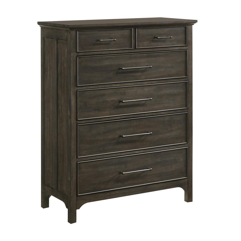 Brushed Charcoal Medium Wood 6-Drawer Chest with Soft Close