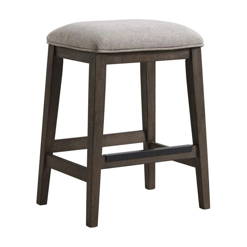 Hearst Brown Wood Backless Counter Stool with Upholstered Seat