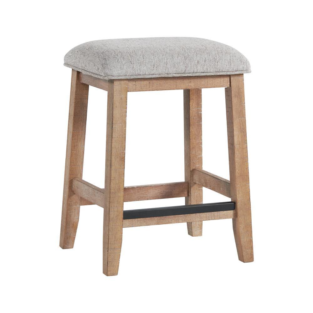 Highland Gray Backless Wood and Metal Bar Stools, Set of 2