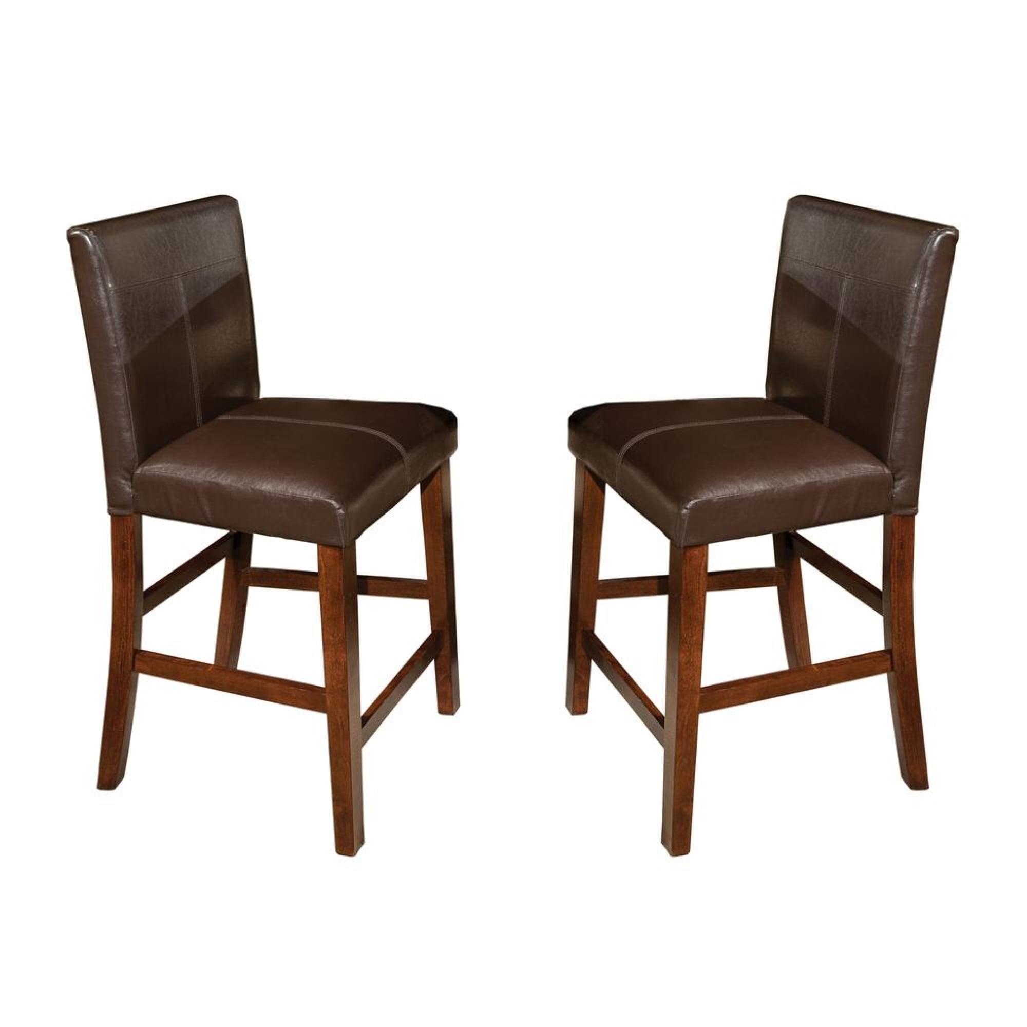 Intercon Set of 2 24" Kona Parsons Counter Height Barstools with Faux Leather Seat Dark Raisin Finish: Upholstered, Hardwood Frame