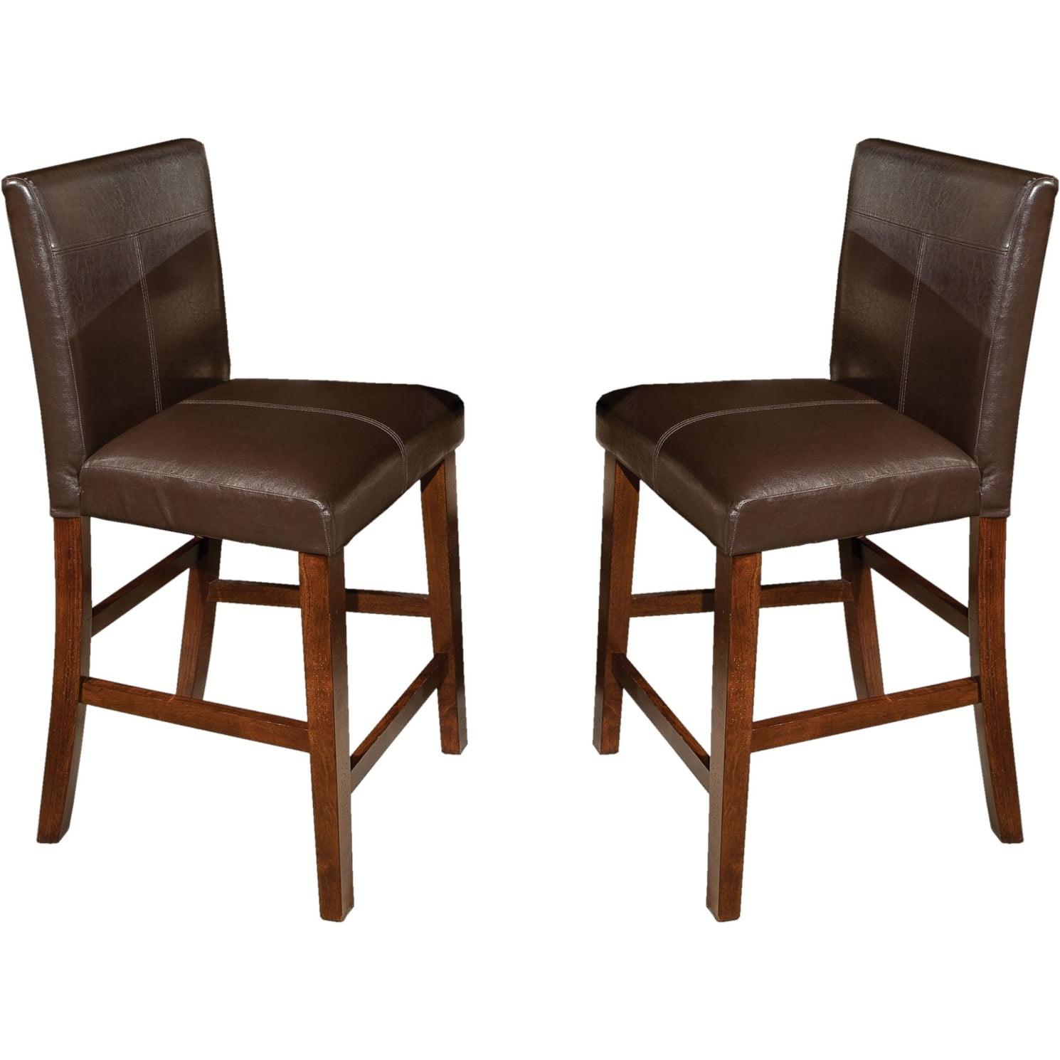 Kona Parsons 24" Counter Height Barstools in Dark Raisin with PU Leather Seat - Set of 2