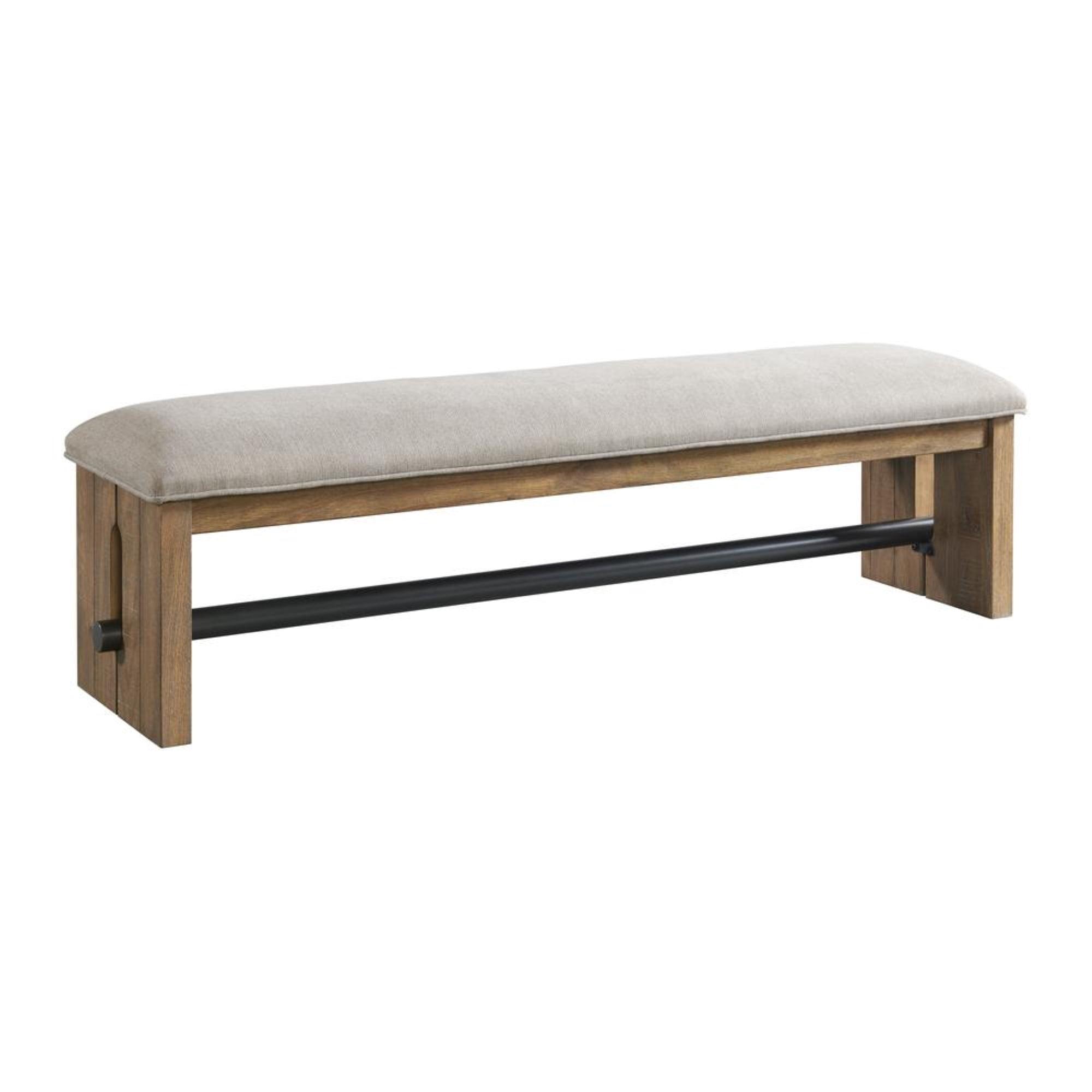 Weathered Oak 64" Backless Bench with Cushioned Seat