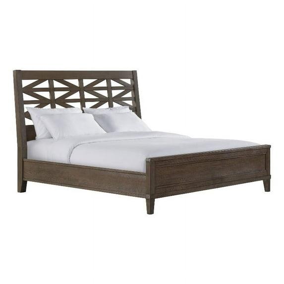 Intercon Furniture Preston King Bed with Lattice Headboard- Weathered Oak finish