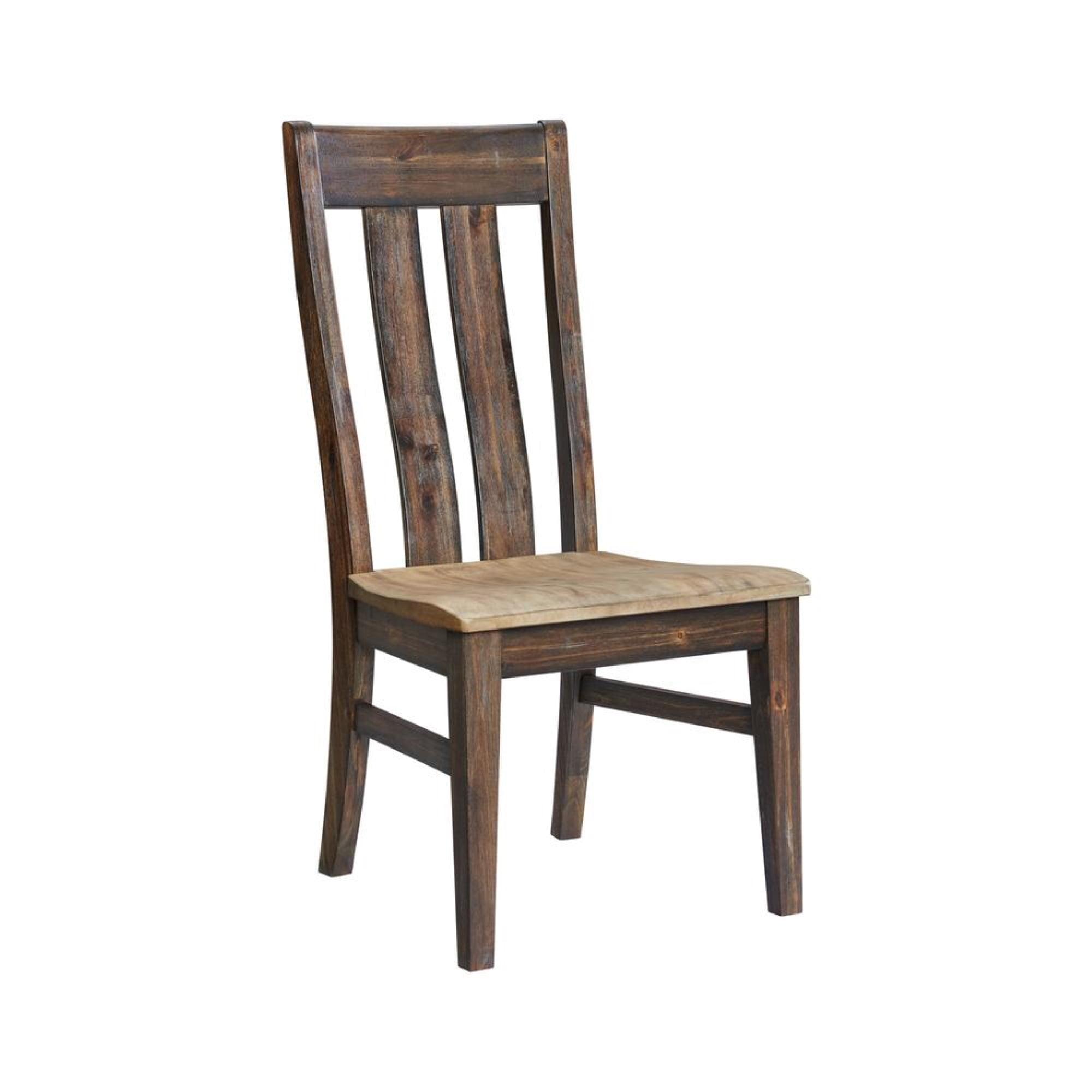 Rustic Brown Acacia Wood Side Chair