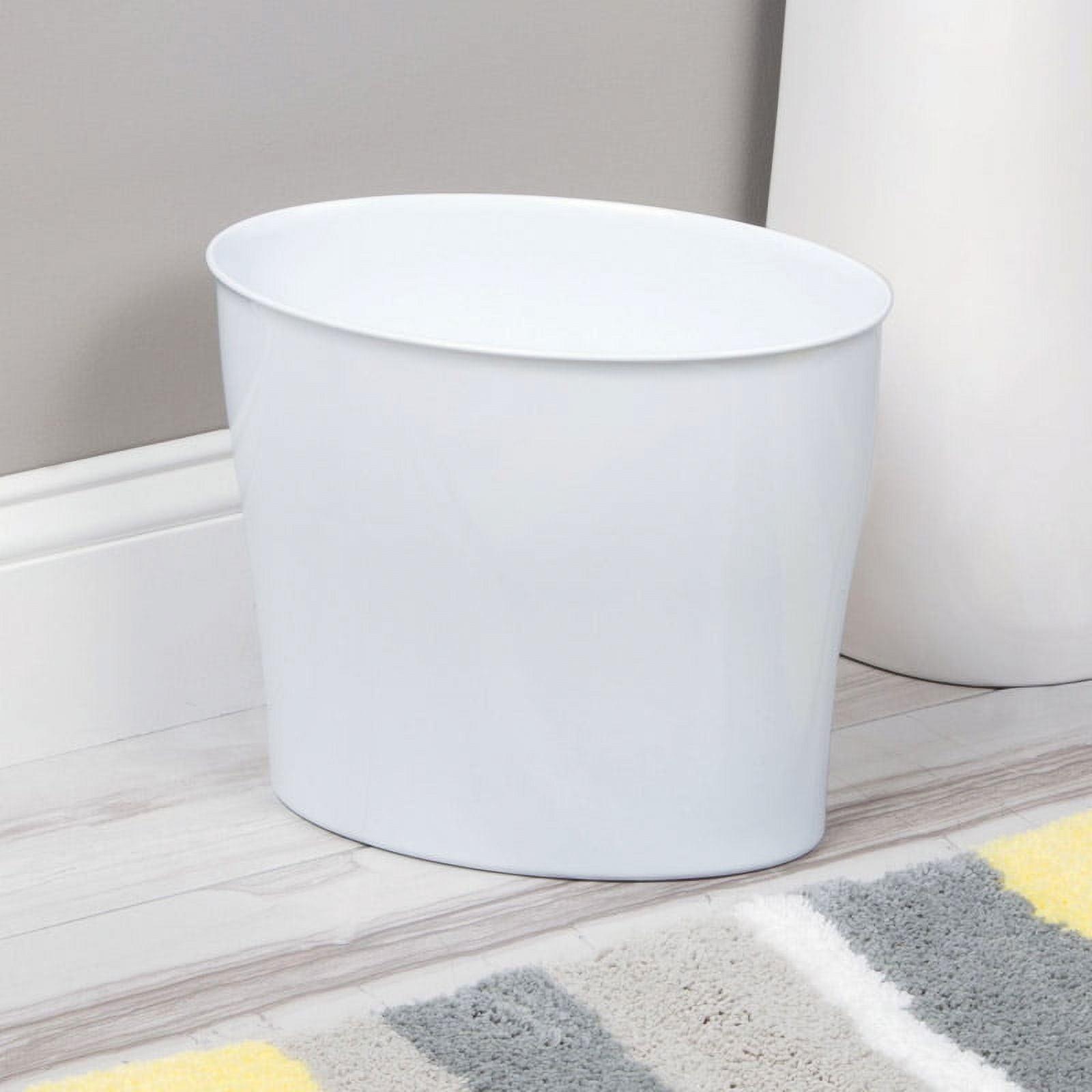 White Plastic Oval Bathroom Wastebasket