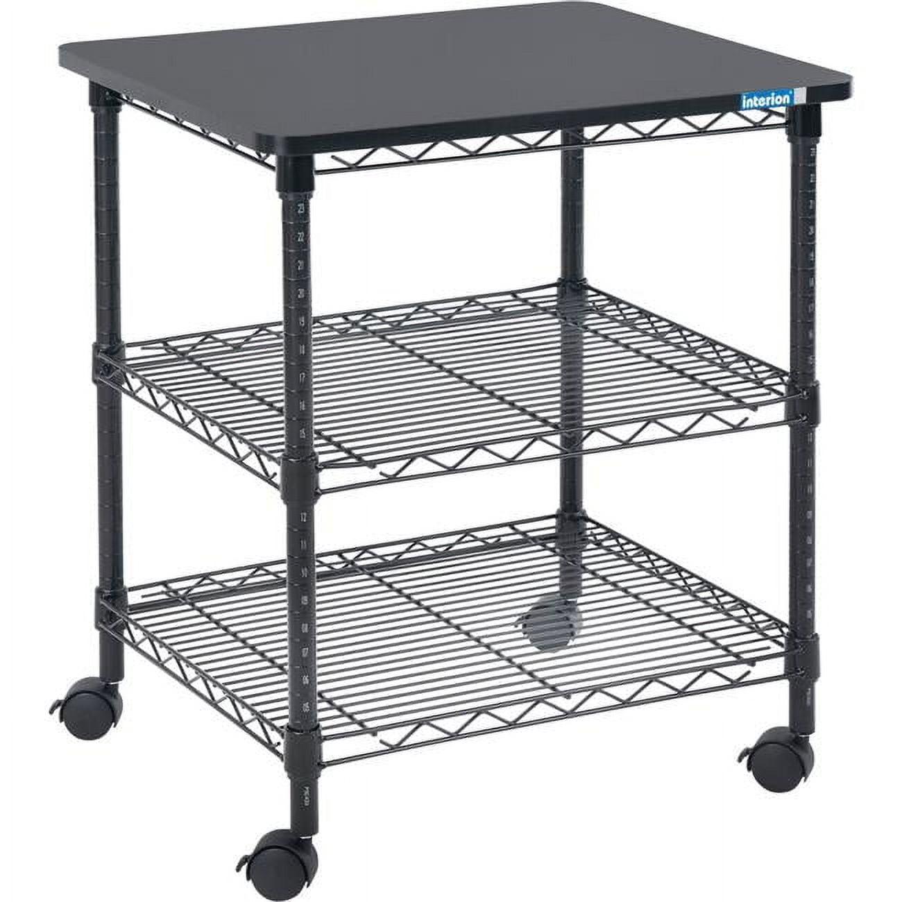 Black Steel 27"H Deskside Wire Machine Stand with Laminate Top