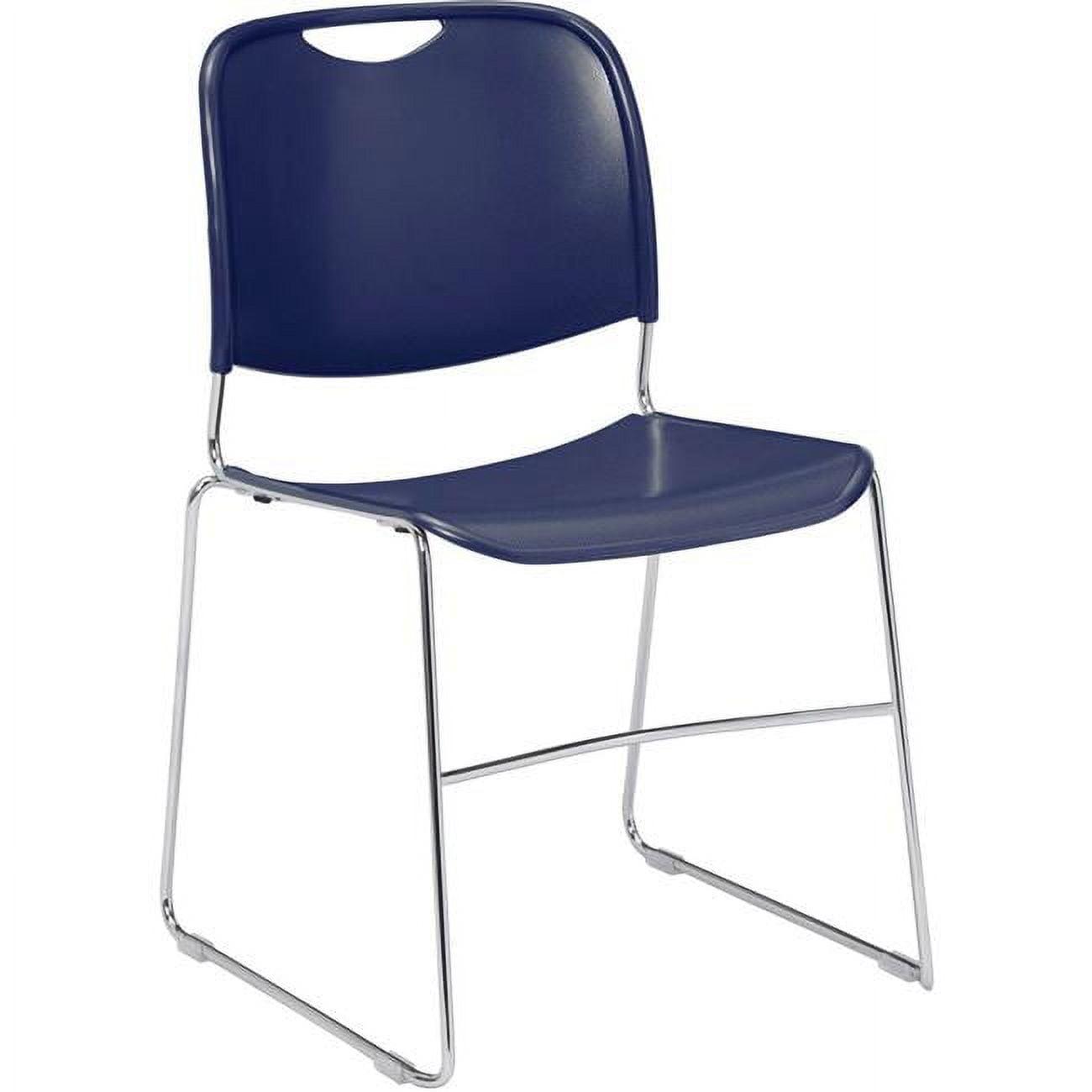 Navy Blue Armless Metal Stacking Chair