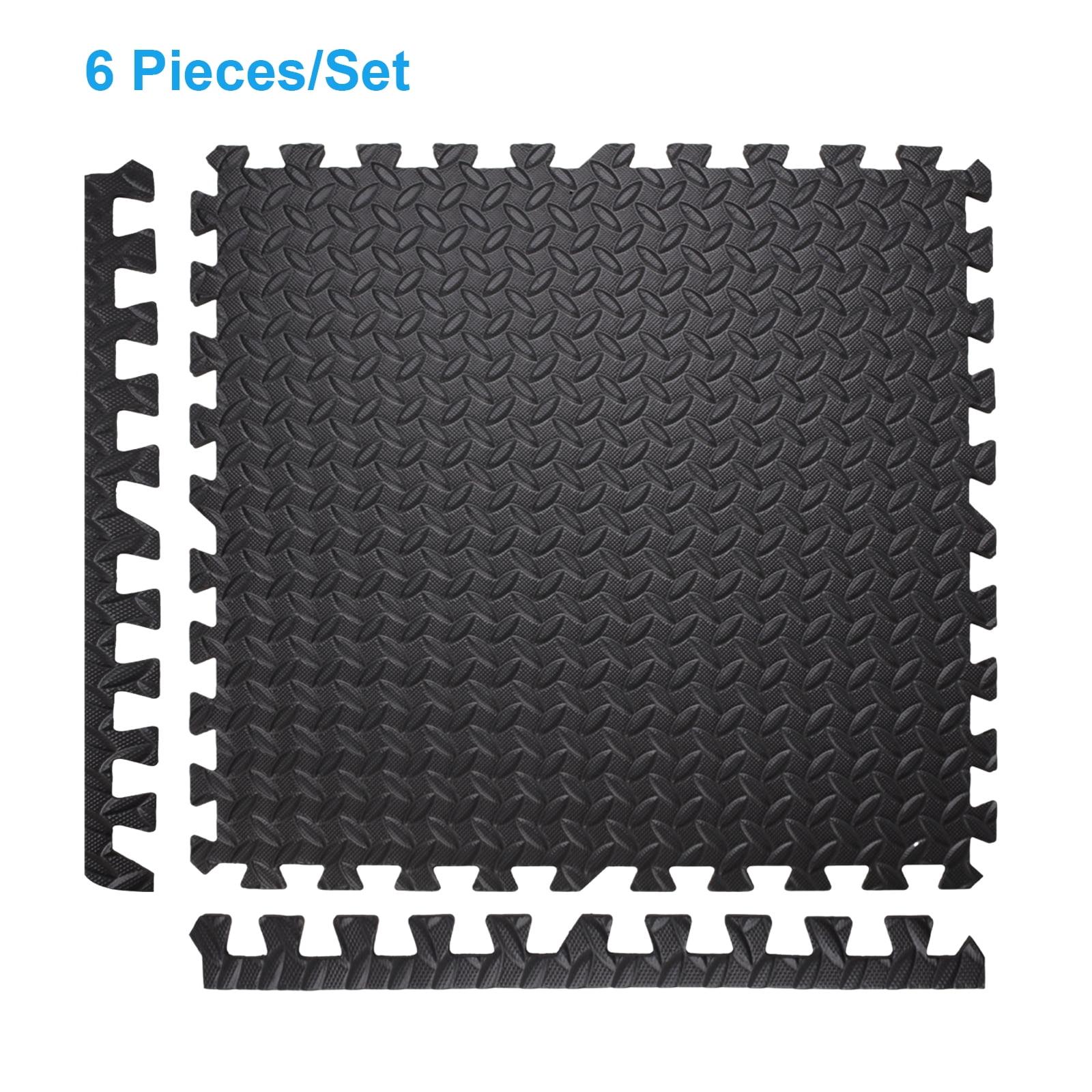 Black EVA Foam Interlocking Exercise Mats, 24 Sq Ft, 6 Pieces