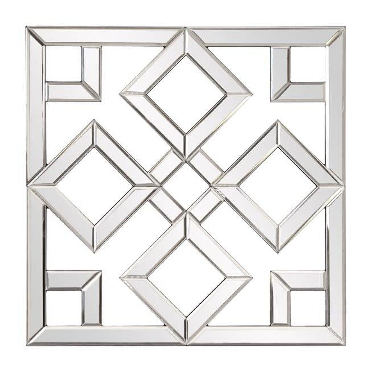 20" Square Interlocking Lattice Wood Framed Wall Mirror