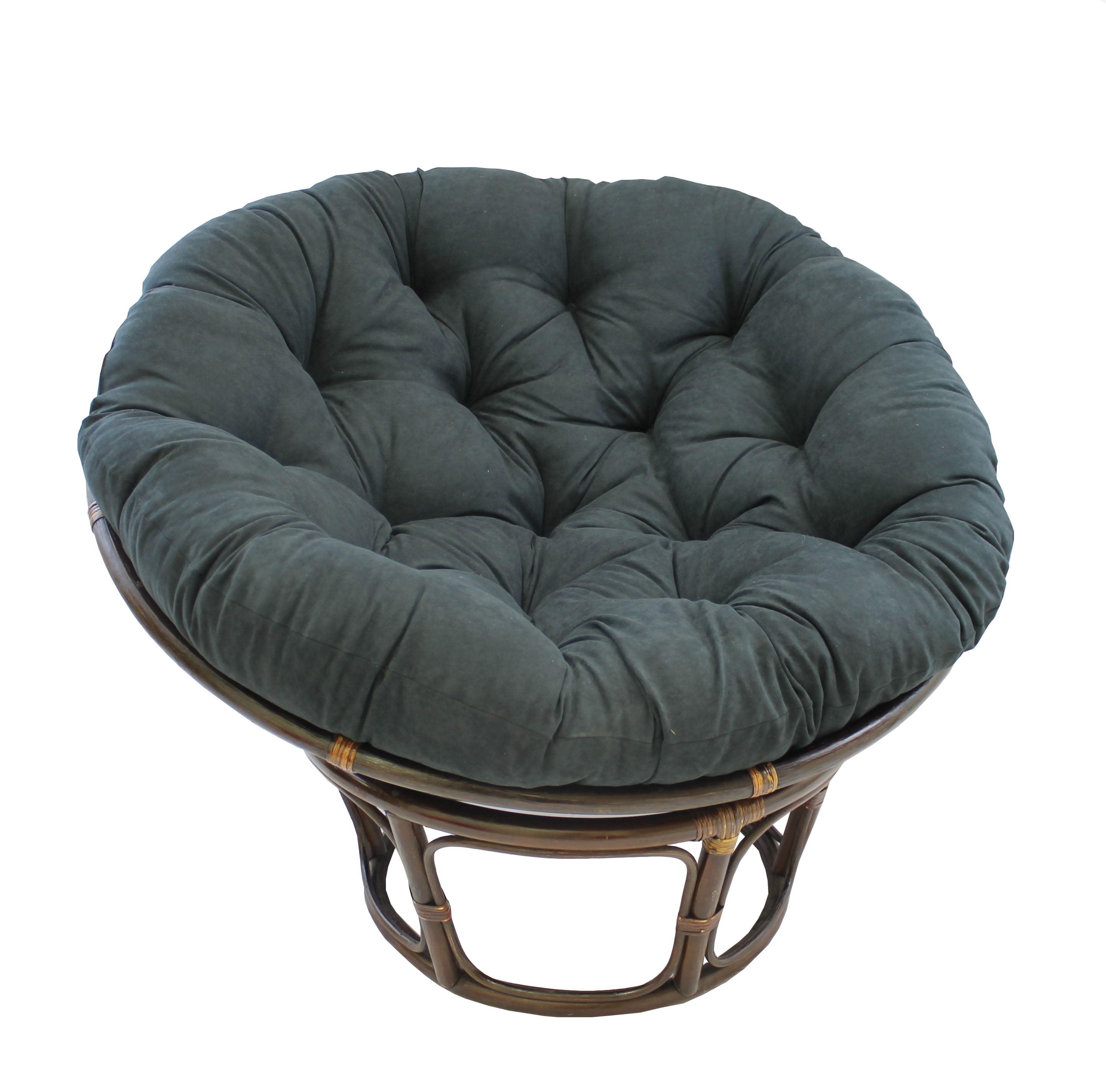 Eco-Friendly Black Rattan Papasan Chair with Plush Microfiber Cushion