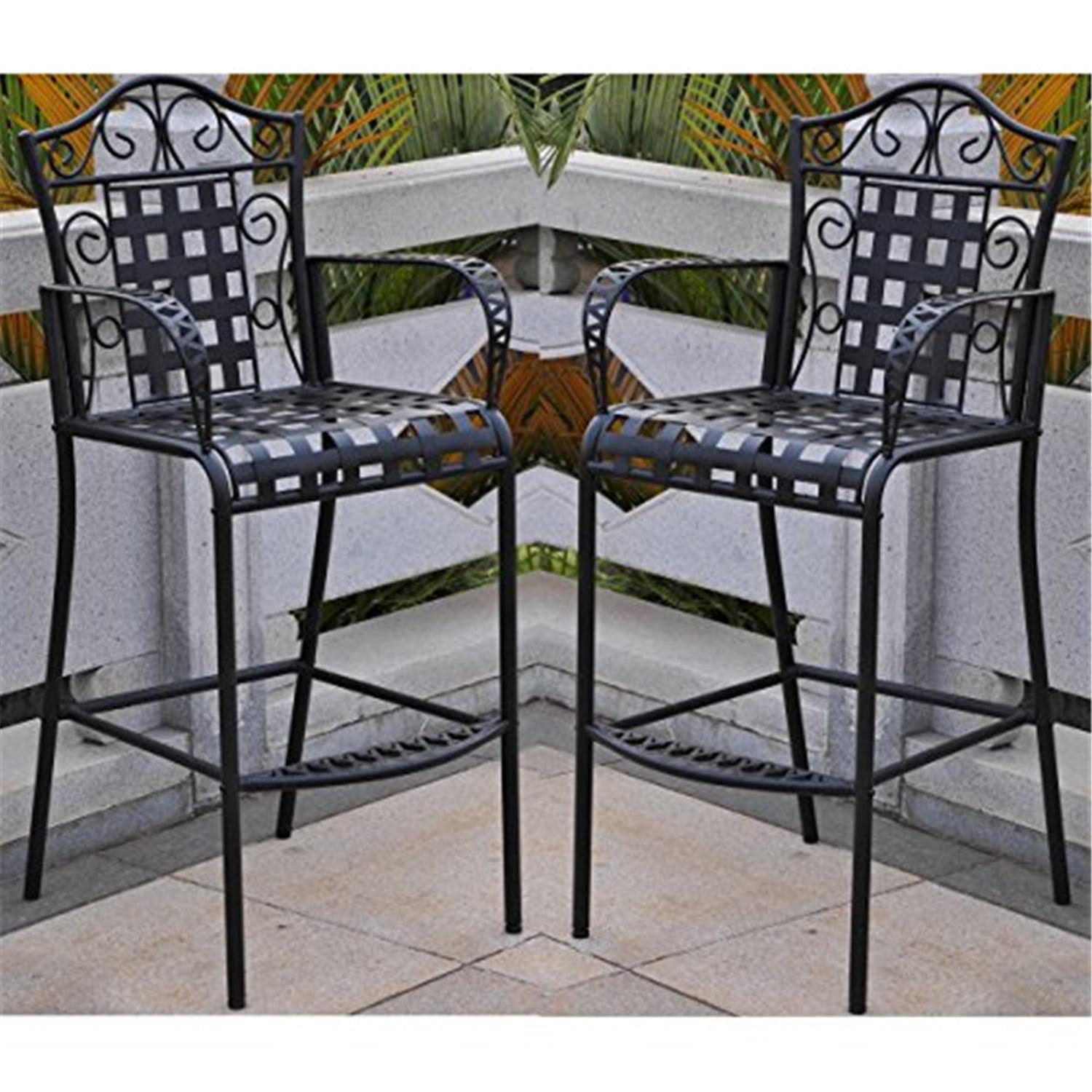International Caravan 3467-2CH-ANT-BK Mandalay Iron Bar Height Chair, Antique Black - Set of 2