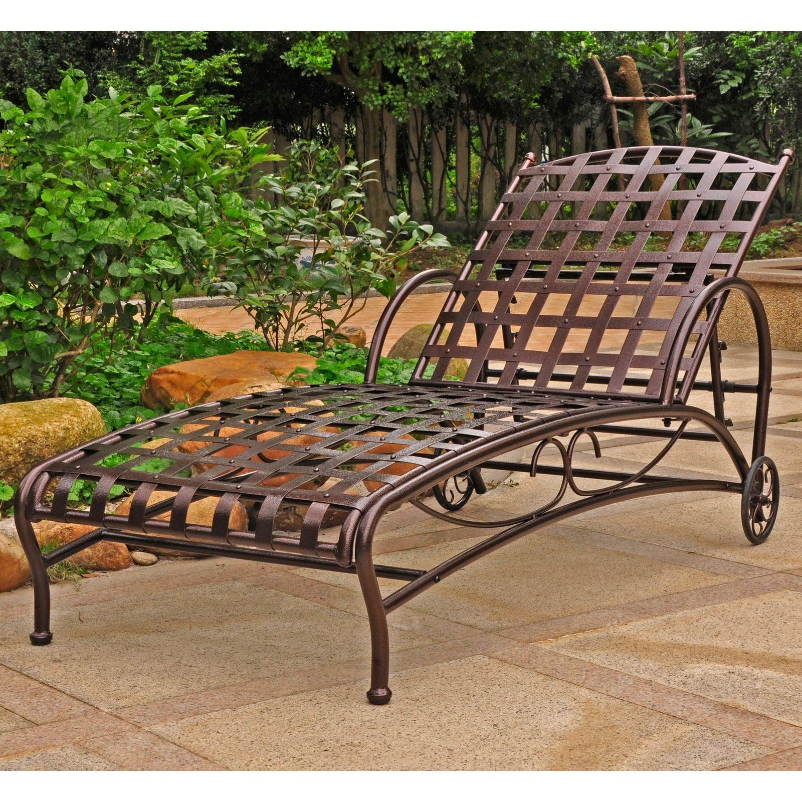 Bronze Iron Multi-Position Outdoor Chaise Lounger