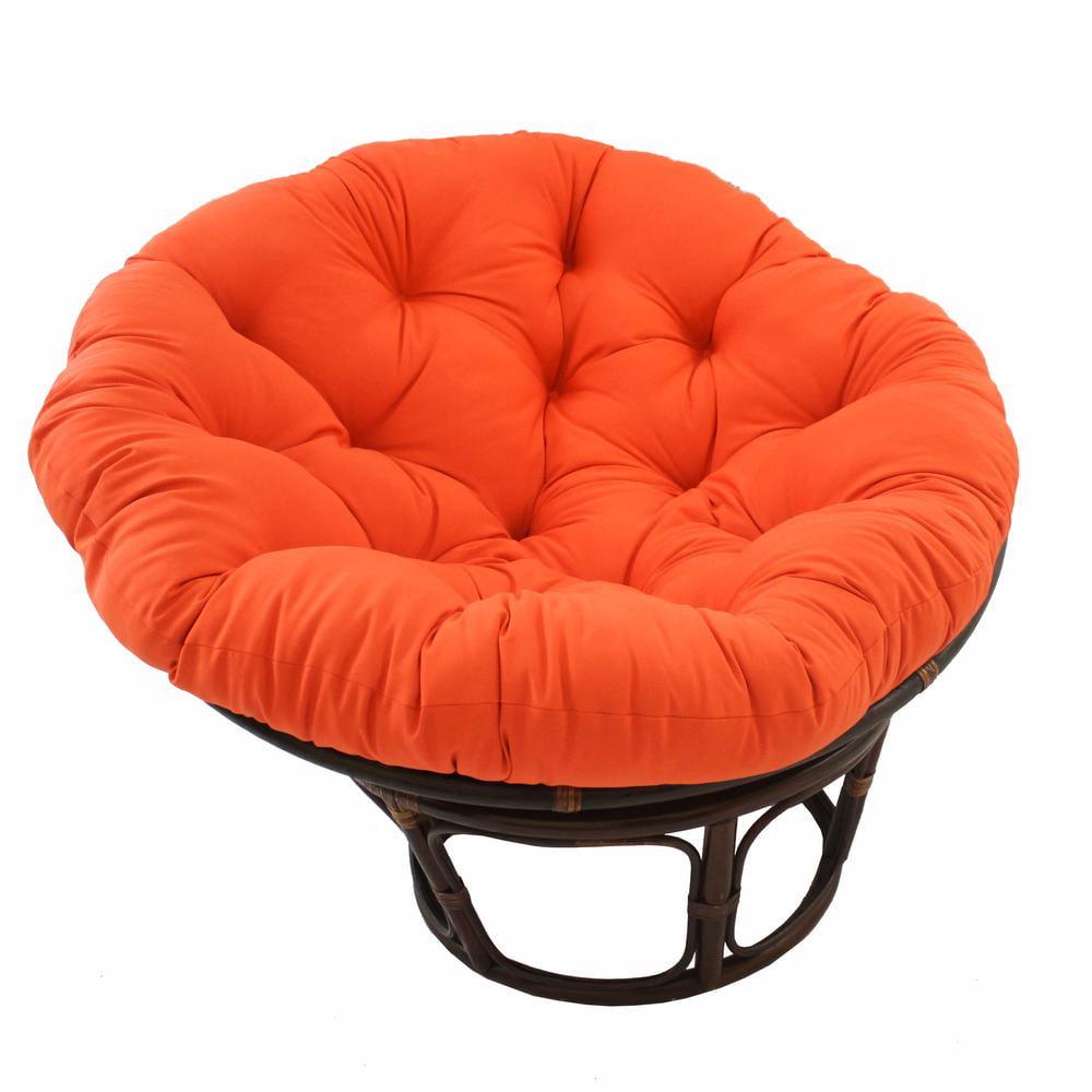 42" Rattan Papasan Chair with Cushion, Walnut Finish - International Caravan: Bohemian Style, Twill Fabric