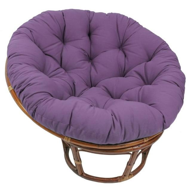 International Caravan 42" Rattan Papasan Chair with Solid Twill Cushion Grape: Stained Frame, Armless Design, 250lb Capacity