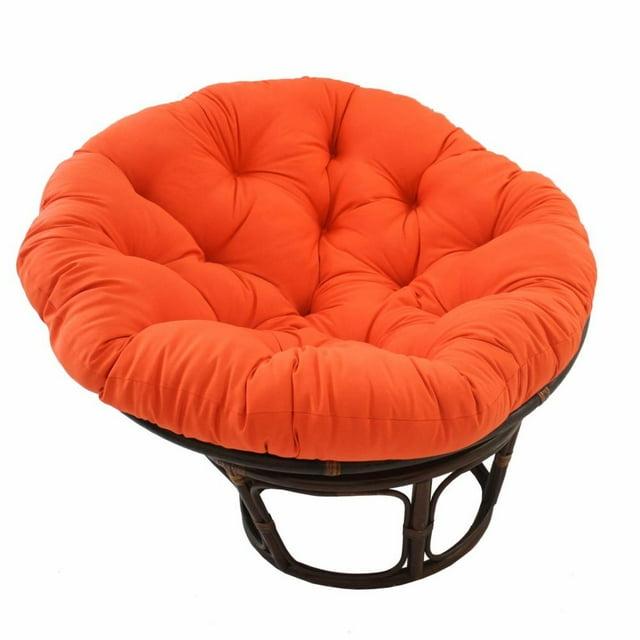 42" Rattan Papasan Chair with Cushion, Walnut Finish - International Caravan: Bohemian Style, Twill Fabric