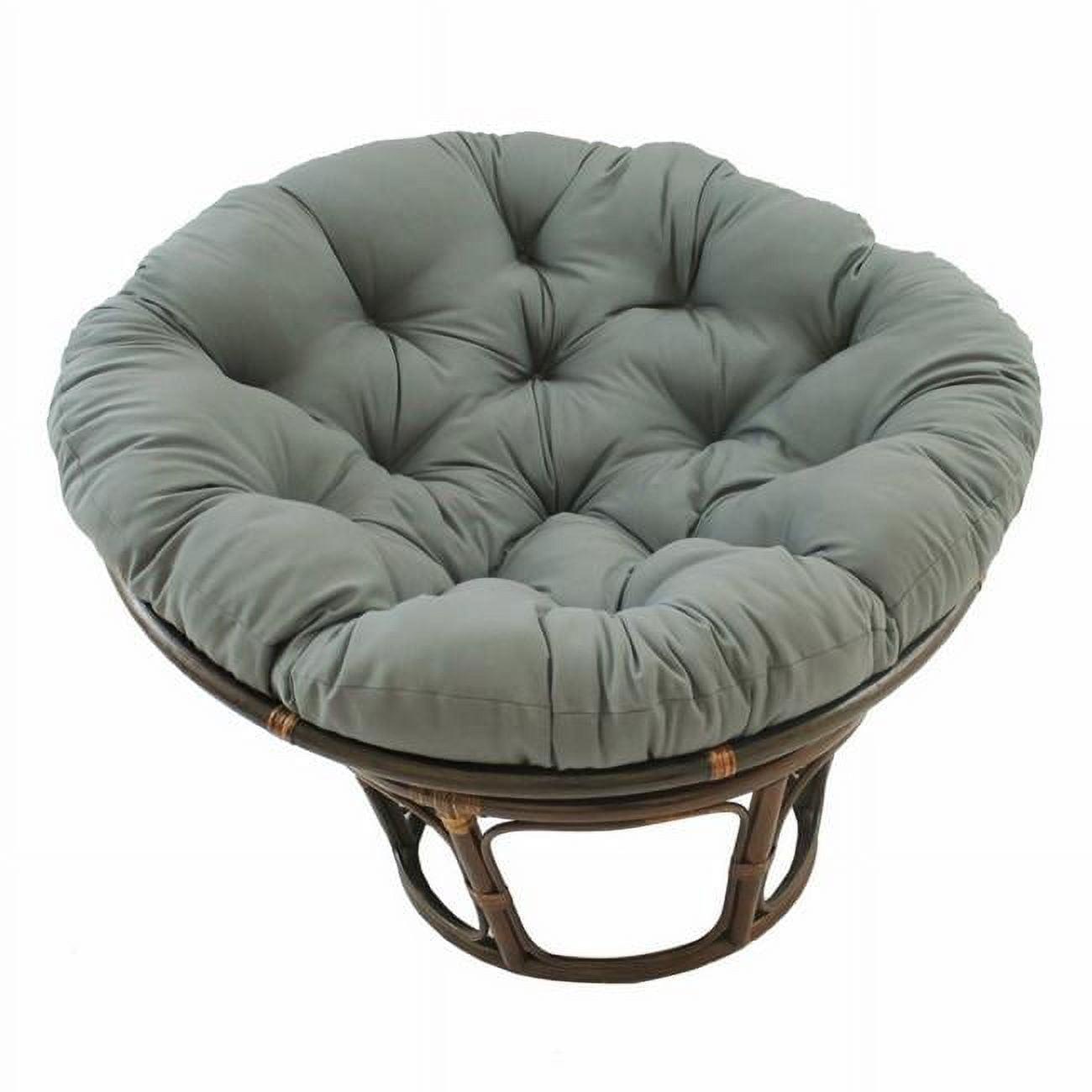 International Caravan 42" Rattan Papasan Chair with Solid Twill Cushion Gray: Stained Finish, Armless Design, 250lb Capacity