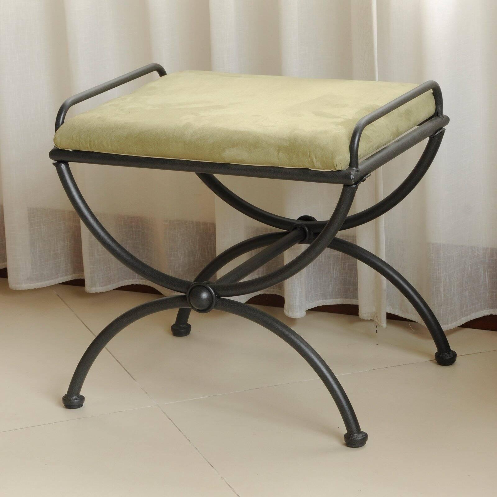 Sage Microsuede Cushion Iron Vanity Stool