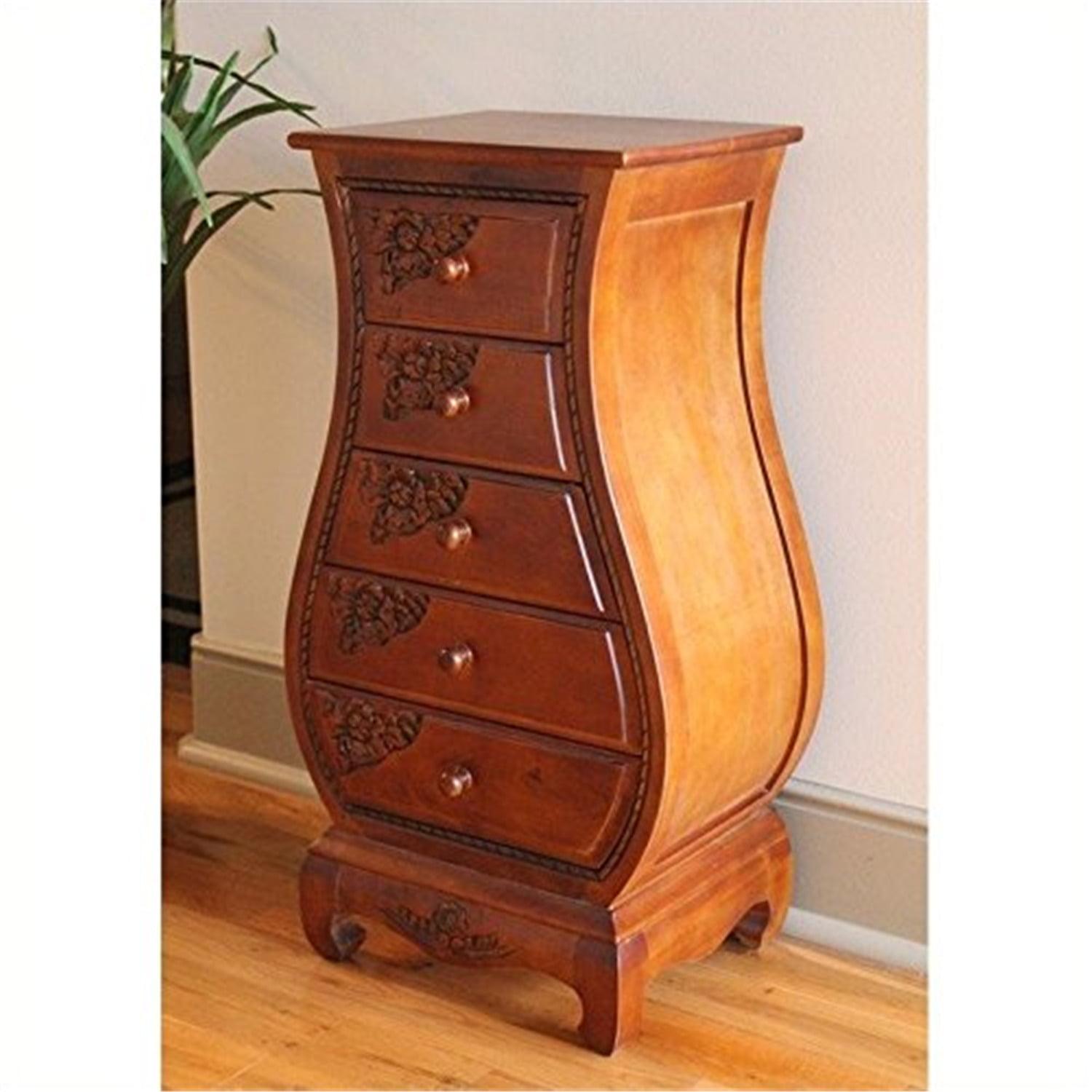 International Caravan Five Drawer Bombay What Not Chest