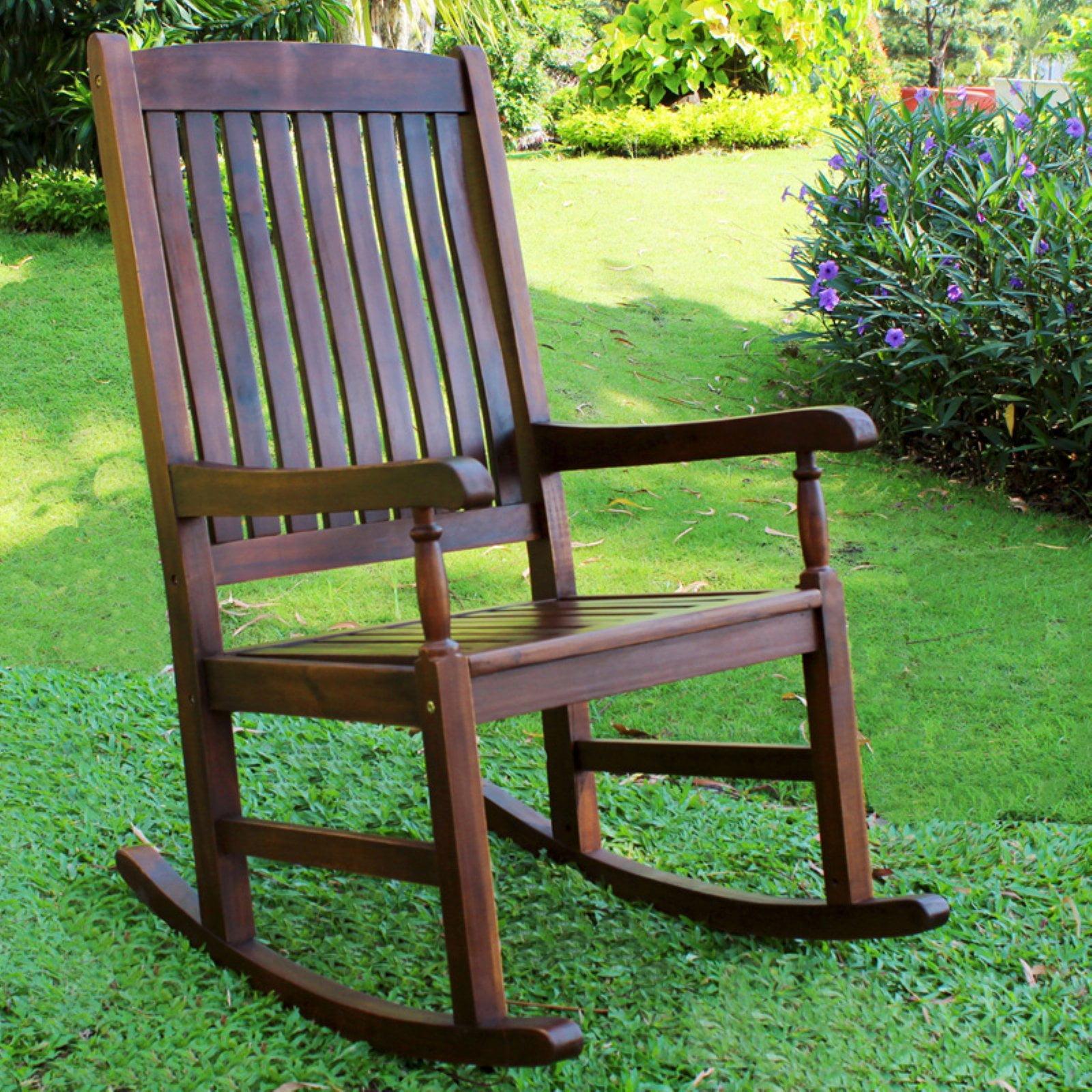 Highland Acacia Traditional Porch Rocker with Oak Stain Finish