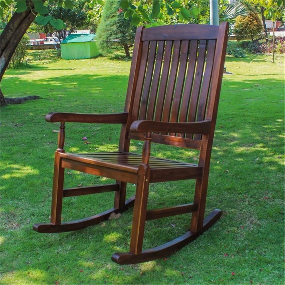 Highland Acacia Traditional Porch Rocker with Oak Stain Finish