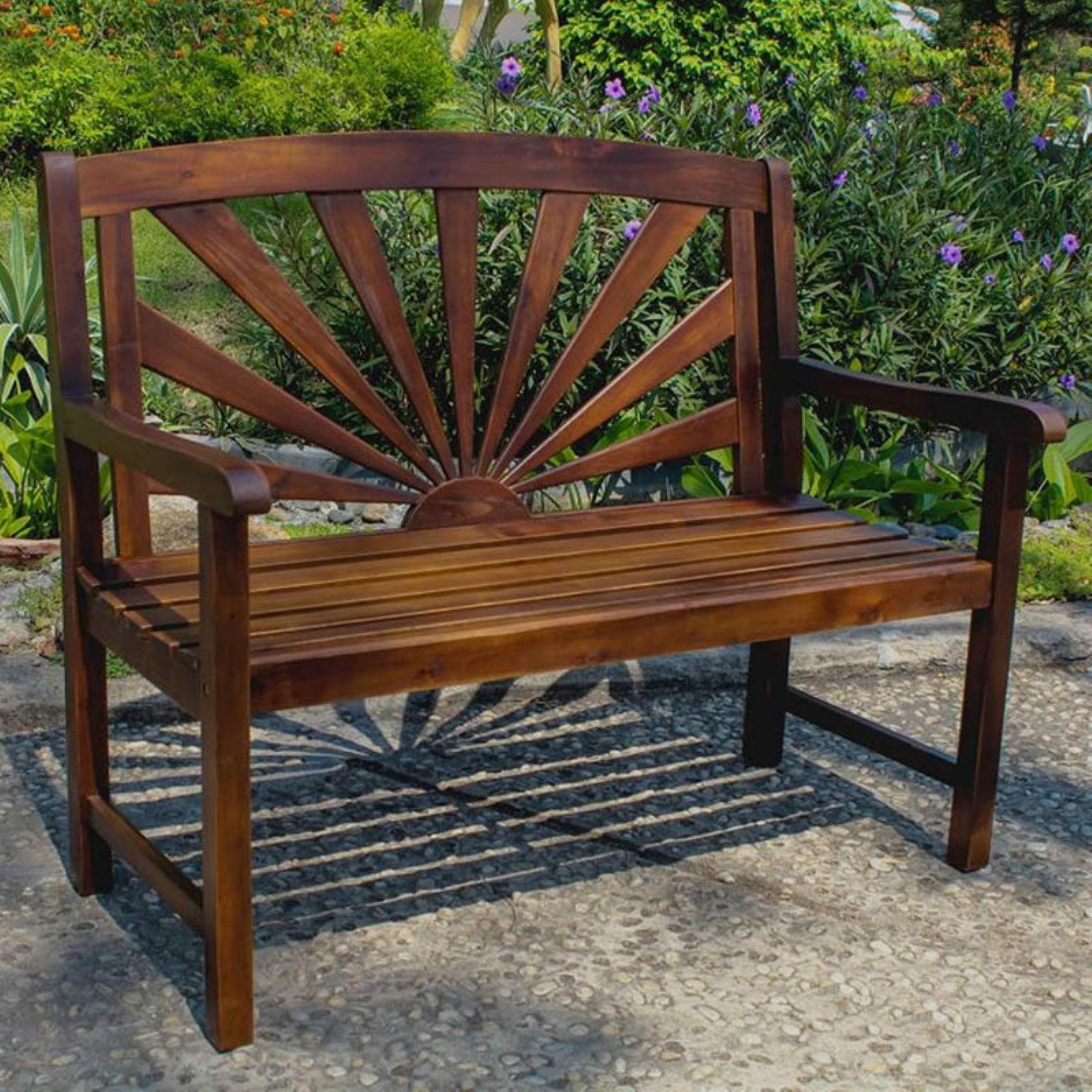 Highland Brown Acacia Wood Outdoor Garden Bench