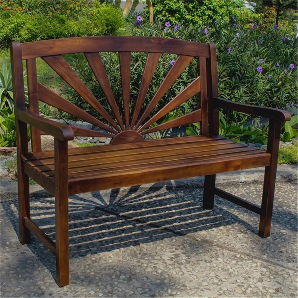 Highland Brown Acacia Wood Outdoor Garden Bench