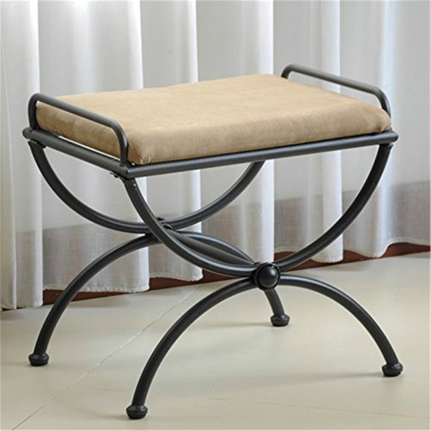 International Caravan Iron Upholstered Vanity Stool