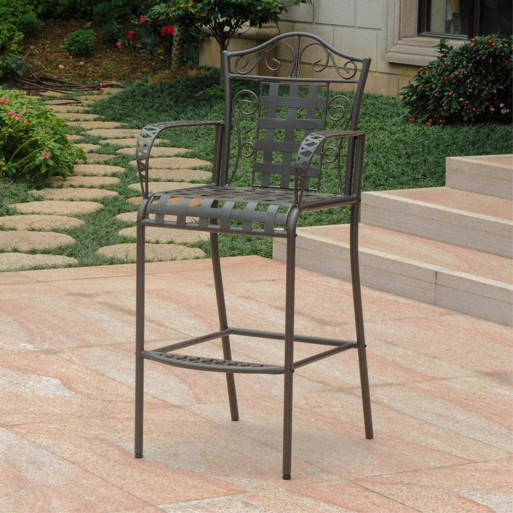 International Caravan Mandalay 30" Patio Bar Stool in Brown (Set of 2)