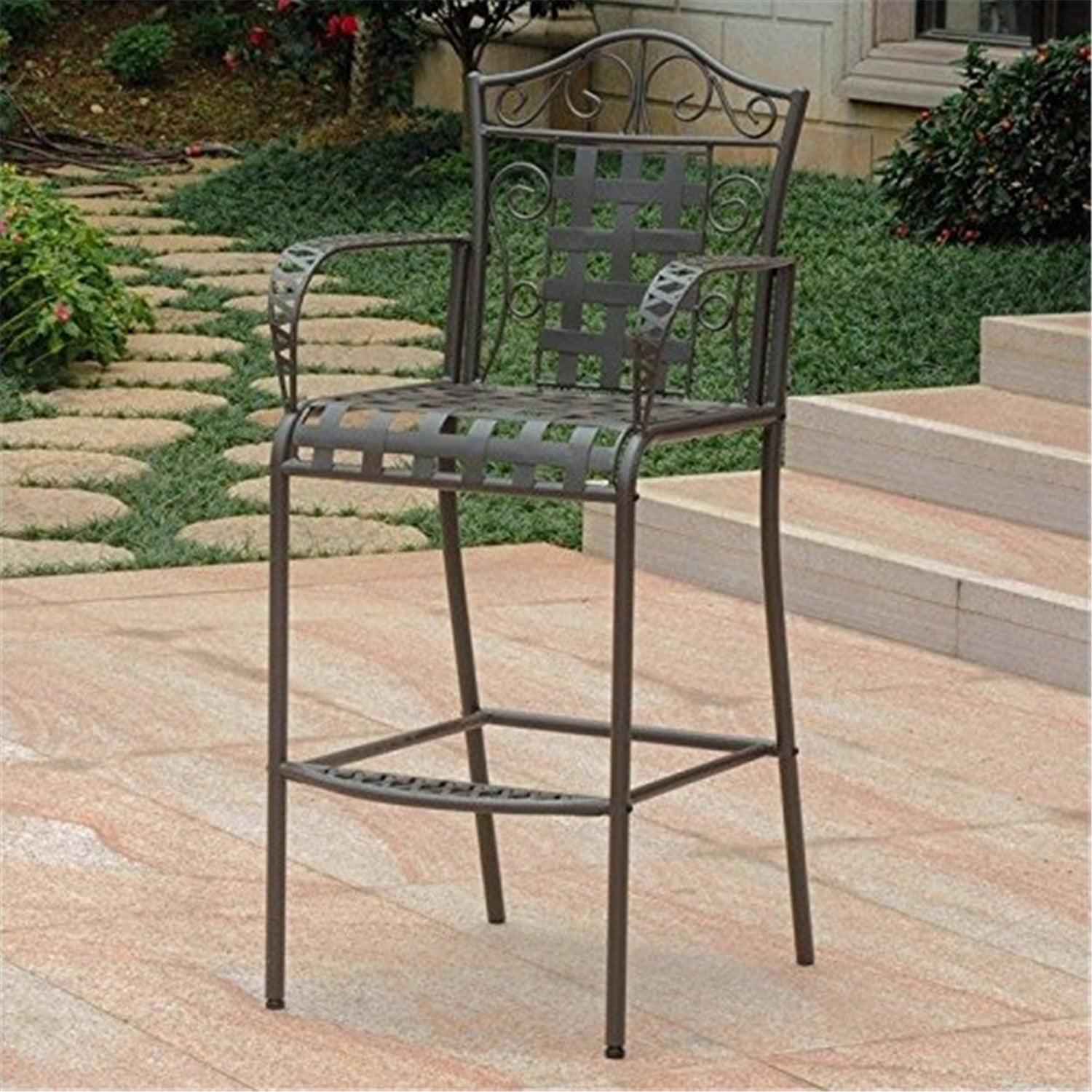 International Caravan Mandalay 30" Patio Bar Stool in Brown (Set of 2)
